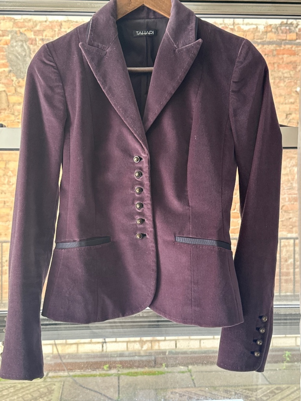Vintage Style Purple Velvet Tahari Fitted Blazer